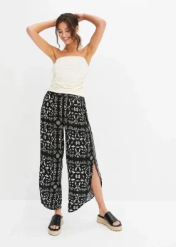 bonprix Bekleidung·Kleider|Hosen^Palazzo-Hose schwarz/wollweiß sonstige