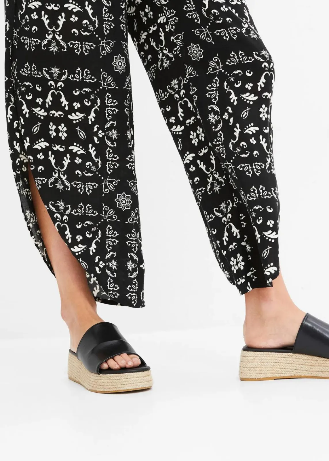 bonprix Bekleidung·Kleider|Hosen^Palazzo-Hose schwarz/wollweiß sonstige