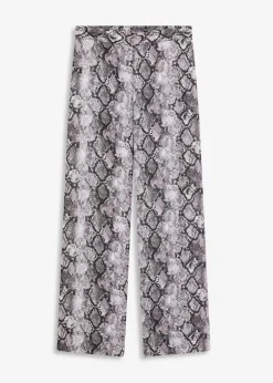 bonprix Bekleidung·Kleider|Nachhaltigere Materialien^Palazzo-Hose graubraun schlange bedruckt