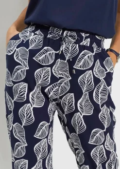 bonprix Hosen|Nachhaltigere Materialien^Palazzo-Hose dunkelblau/weiß bedruckt