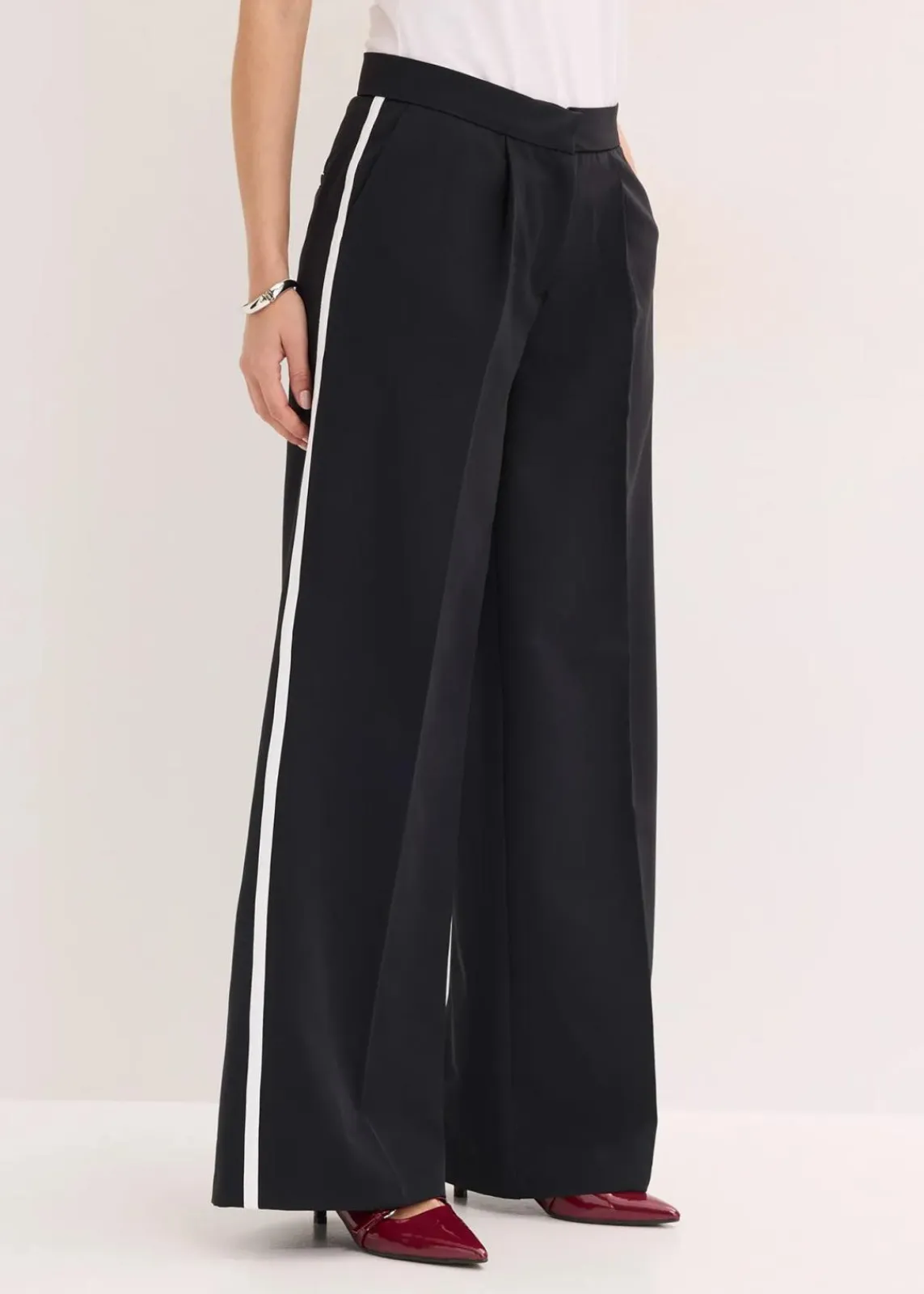 bonprix Bekleidung·Kleider|Hosen^Palazzo-Hose schwarz/weiß
