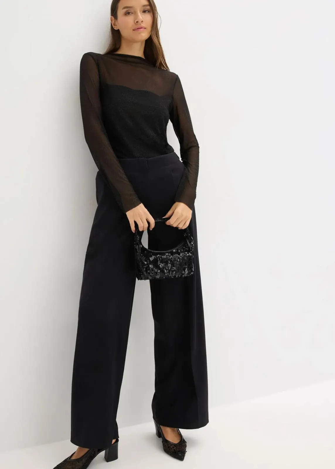 bonprix Bekleidung·Kleider|Nachhaltigere Materialien^Palazzo-Hose schwarz