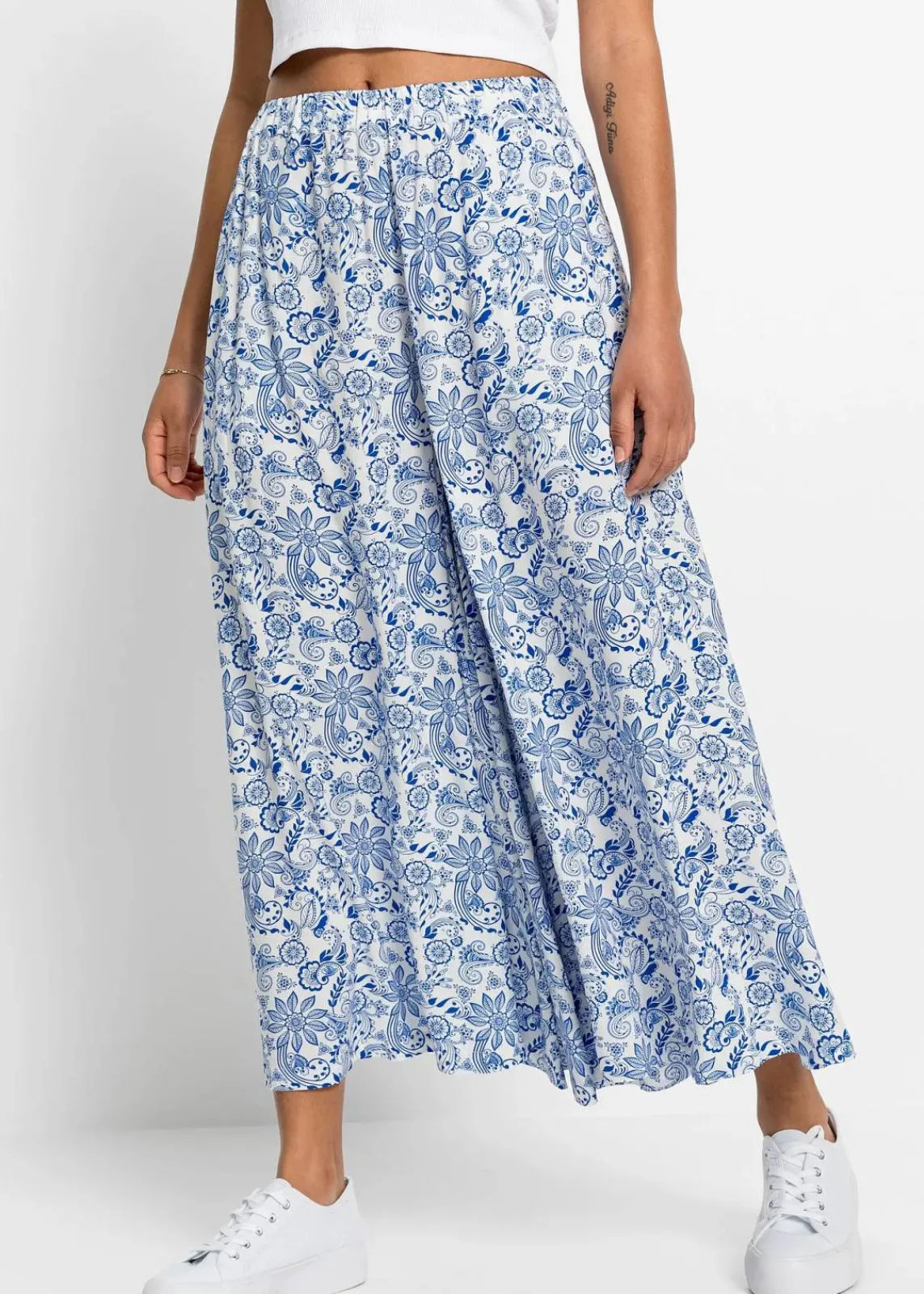 bonprix Bekleidung·Kleider|Hosen^Palazzo-Hose weiß/blau paisley