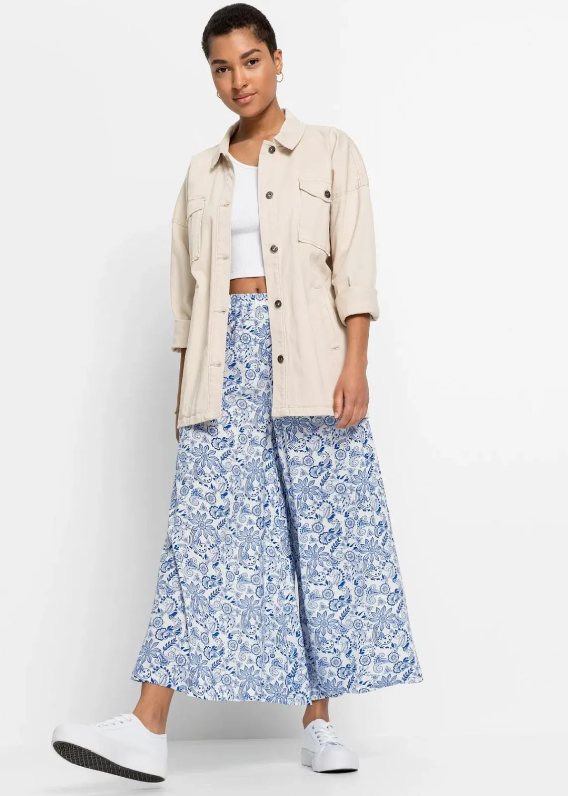 bonprix Bekleidung·Kleider|Hosen^Palazzo-Hose weiß/blau paisley