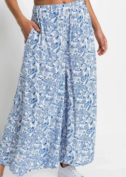 bonprix Bekleidung·Kleider|Hosen^Palazzo-Hose weiß/blau paisley