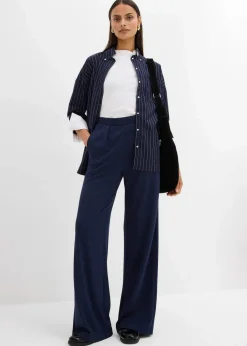 bonprix Hosen|Bekleidung·Kleider^Palazzo-Hose aus bequemen Punto di Roma dunkelblau