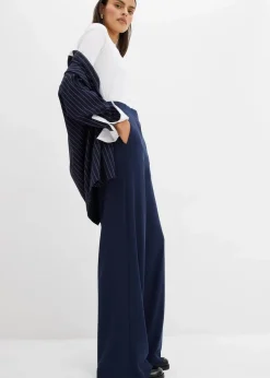 bonprix Hosen|Bekleidung·Kleider^Palazzo-Hose aus bequemen Punto di Roma dunkelblau