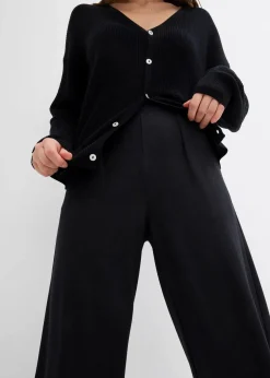 bonprix Bekleidung·Kleider|Hosen^Palazzo-Hose aus bequemen Punto di Roma schwarz