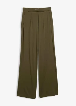 bonprix Hosen|Bekleidung·Kleider^Palazzo-Hose aus bequemen Punto di Roma dunkeloliv