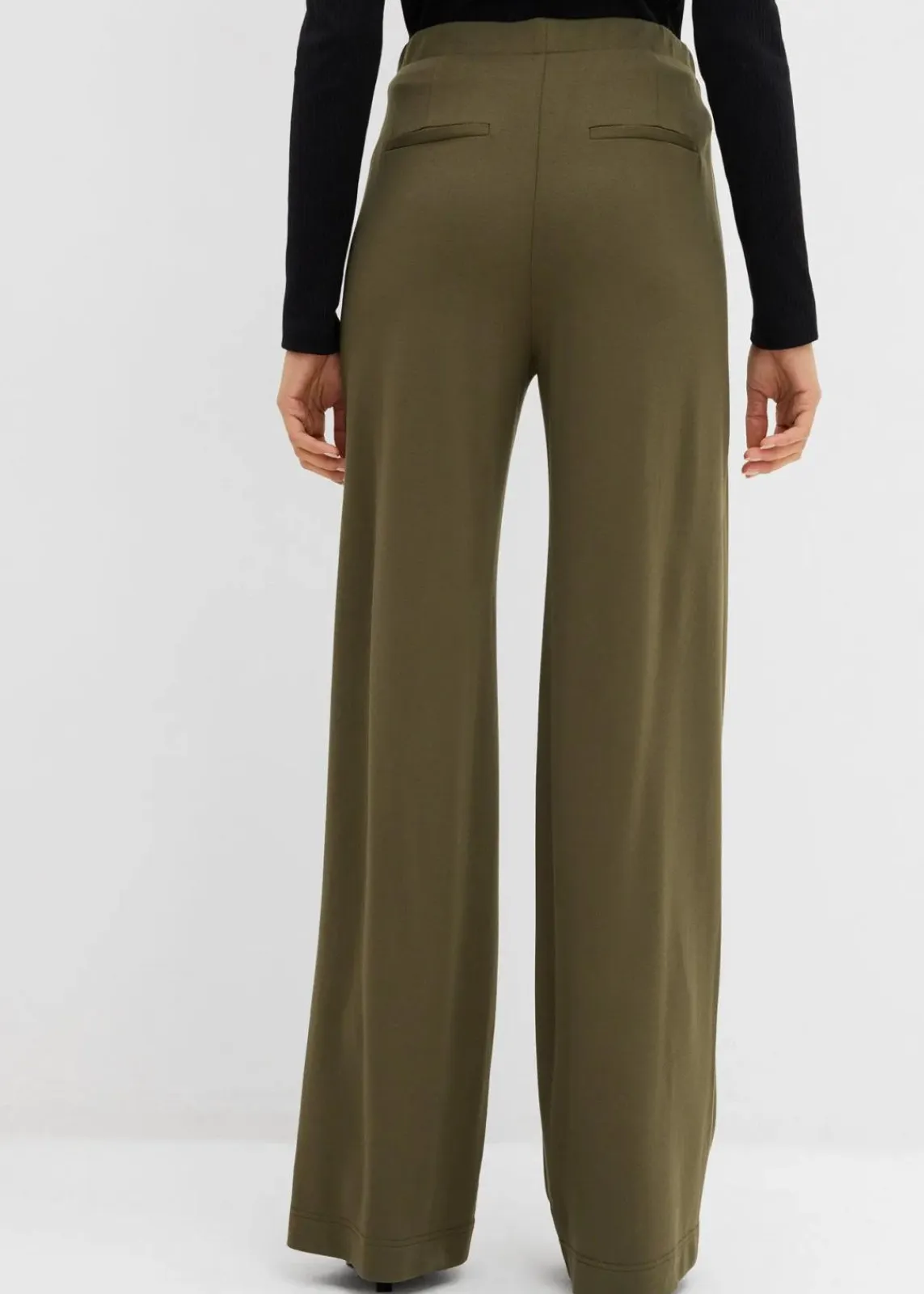 bonprix Hosen|Bekleidung·Kleider^Palazzo-Hose aus bequemen Punto di Roma dunkeloliv