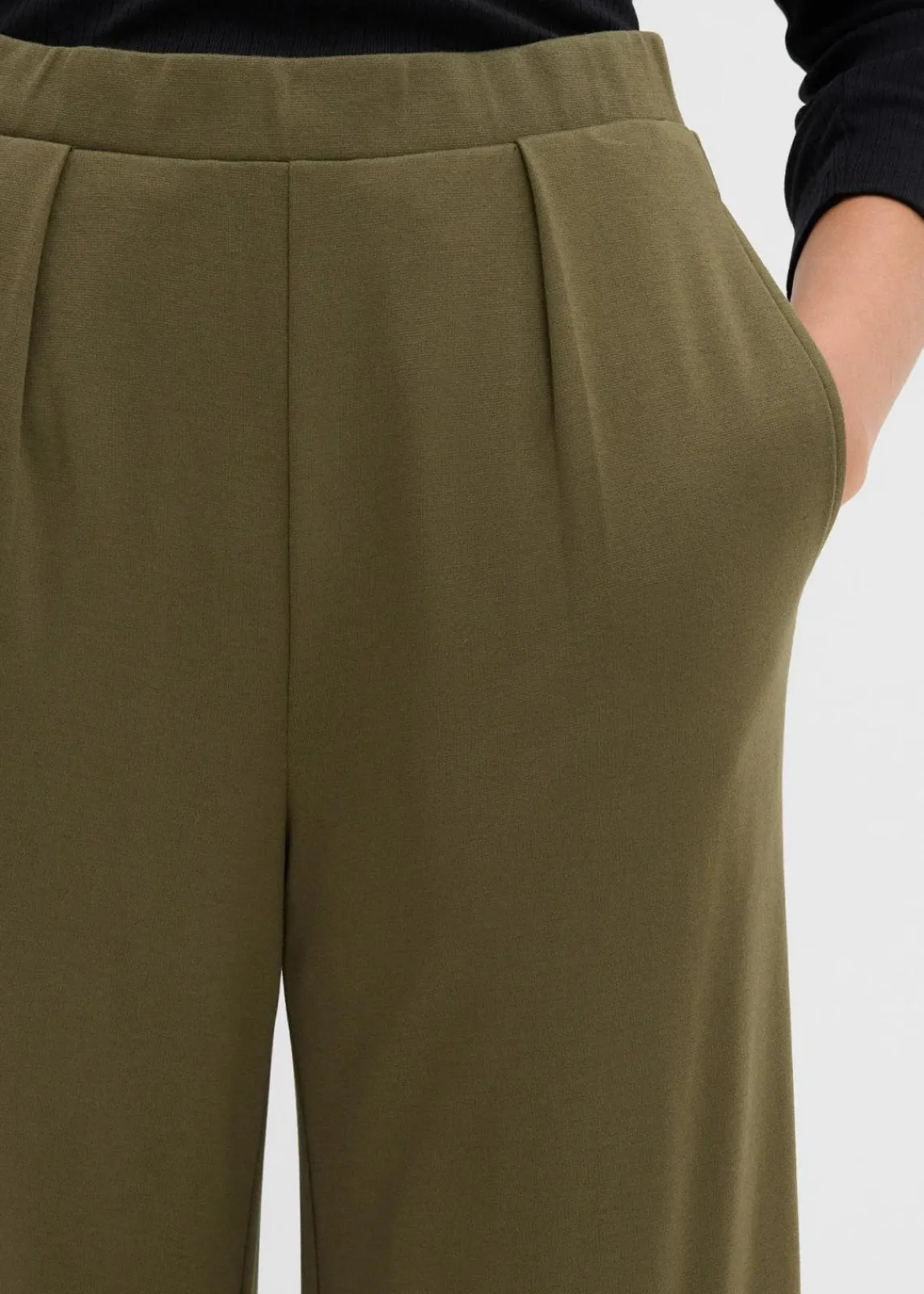 bonprix Hosen|Bekleidung·Kleider^Palazzo-Hose aus bequemen Punto di Roma dunkeloliv
