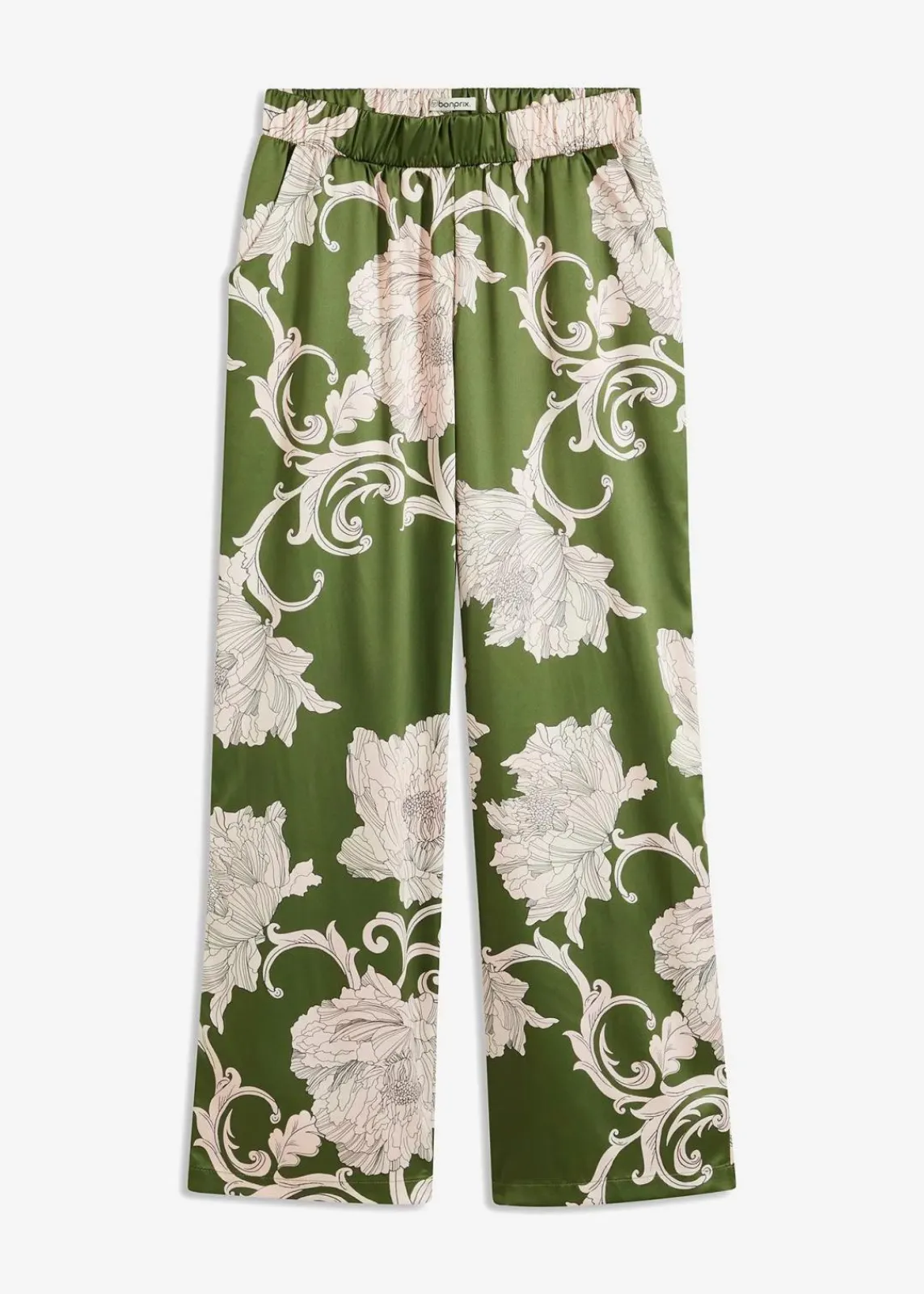 bonprix Bekleidung·Kleider|Zweiteiler & Sets^Palazzo-Hose aus fließendem Satin grün floral
