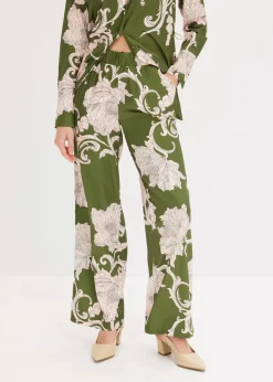 bonprix Bekleidung·Kleider|Zweiteiler & Sets^Palazzo-Hose aus fließendem Satin grün floral