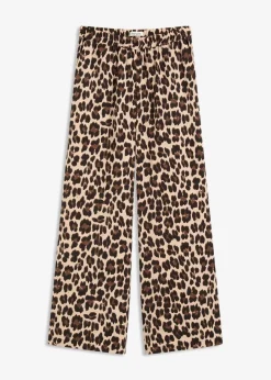 bonprix Bekleidung·Kleider|Hosen^Palazzo-Hose aus fließendem Satin braun leo bedruckt