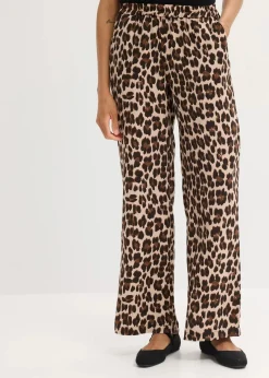 bonprix Bekleidung·Kleider|Hosen^Palazzo-Hose aus fließendem Satin braun leo bedruckt