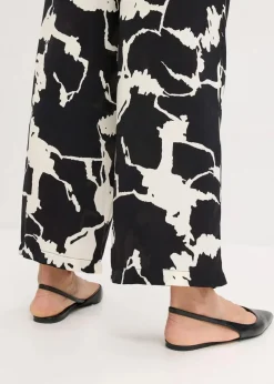 bonprix Bekleidung·Kleider|Zweiteiler & Sets^Palazzo-Hose aus fließendem Satin schwarz/weiß bedruckt