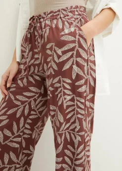 bonprix Nachhaltigere Materialien|Hosen^Palazzo-Hose aus fließender Viskose terrabraun/weiß bedruckt