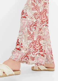 bonprix Bekleidung·Kleider|Hosen^Palazzo-Hose aus fließender Viskose wollweiß/bonbonrosa/rot paisley
