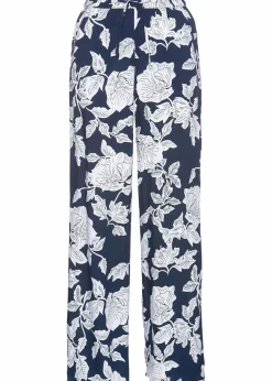 bonprix Nachhaltigere Materialien|Hosen^Palazzo-Hose aus fließender Viskose dunkelblau/weiß geblümt