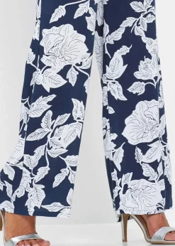 bonprix Nachhaltigere Materialien|Hosen^Palazzo-Hose aus fließender Viskose dunkelblau/weiß geblümt