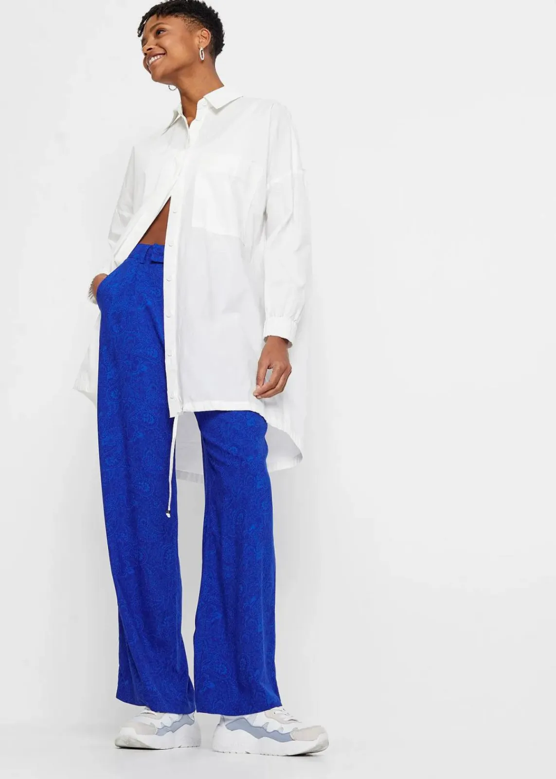 bonprix Bekleidung·Kleider|Hosen^Palazzo-Hose aus fließender Viskose blau