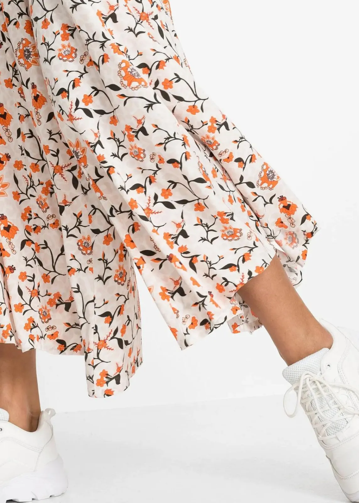 bonprix Kurzgrößen|Bekleidung·Kleider^Palazzo-Hose aus fließender Viskose beige/orange geblümt