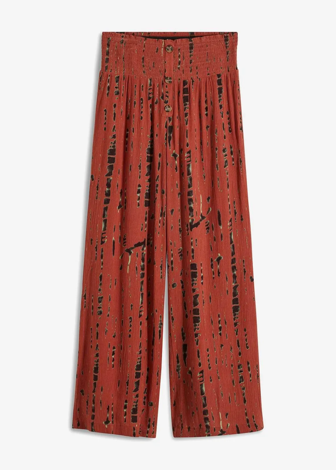 bonprix Nachhaltigere Materialien|Hosen^Palazzo-Hose aus fließender Viskose marsalabraun / schwarz bedruckt