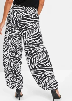 bonprix Nachhaltigere Materialien|Hosen^Palazzo-Hose aus fließender Viskose schwarz zebra bedruckt