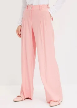 bonprix Hosen|Bekleidung·Kleider^Palazzo-Hose aus leichtem Leinen-Mix softrosa