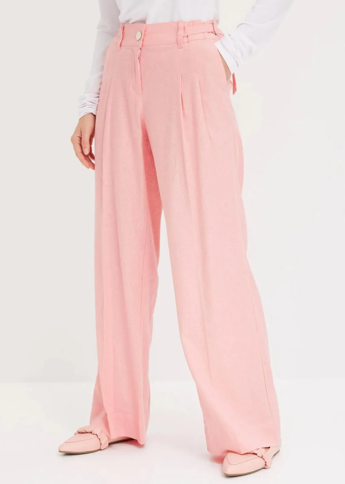 bonprix Hosen|Bekleidung·Kleider^Palazzo-Hose aus leichtem Leinen-Mix softrosa