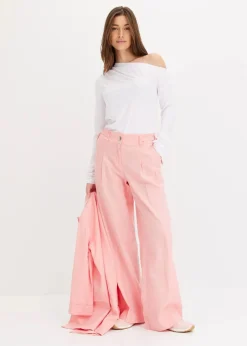 bonprix Hosen|Bekleidung·Kleider^Palazzo-Hose aus leichtem Leinen-Mix softrosa
