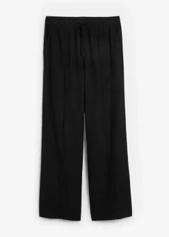 bonprix Bekleidung·Kleider|Hosen^Palazzo-Hose aus leichtem Leinen-Viskose-Mix schwarz