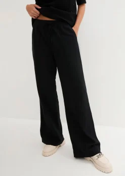 bonprix Bekleidung·Kleider|Hosen^Palazzo-Hose aus leichtem Leinen-Viskose-Mix schwarz