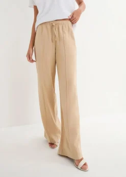 bonprix Hosen|Bekleidung·Kleider^Palazzo-Hose aus leichtem Leinen-Viskose-Mix latte macchiato