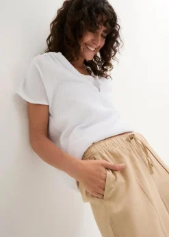 bonprix Hosen|Bekleidung·Kleider^Palazzo-Hose aus leichtem Leinen-Viskose-Mix latte macchiato
