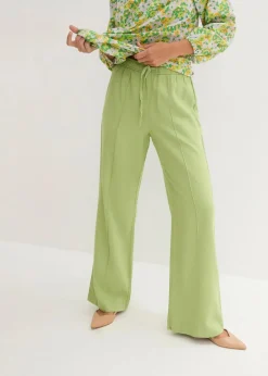bonprix Hosen|Bekleidung·Kleider^Palazzo-Hose aus leichtem Leinen-Viskose-Mix birnengrün