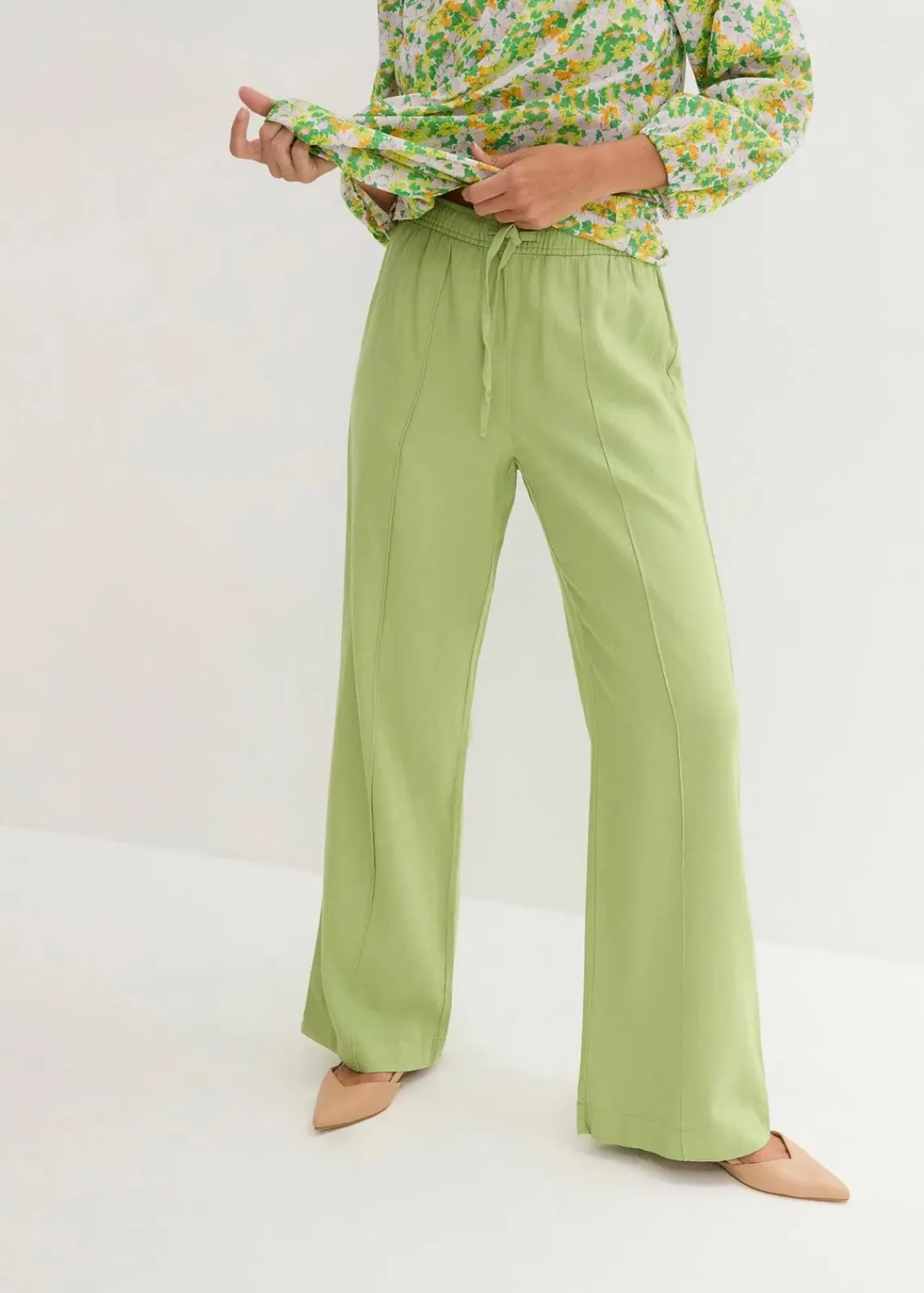bonprix Hosen|Bekleidung·Kleider^Palazzo-Hose aus leichtem Leinen-Viskose-Mix birnengrün