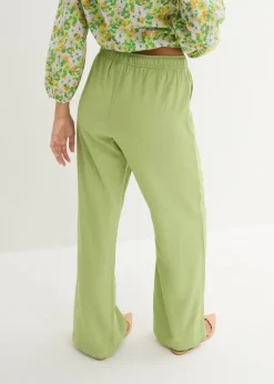 bonprix Hosen|Bekleidung·Kleider^Palazzo-Hose aus leichtem Leinen-Viskose-Mix birnengrün
