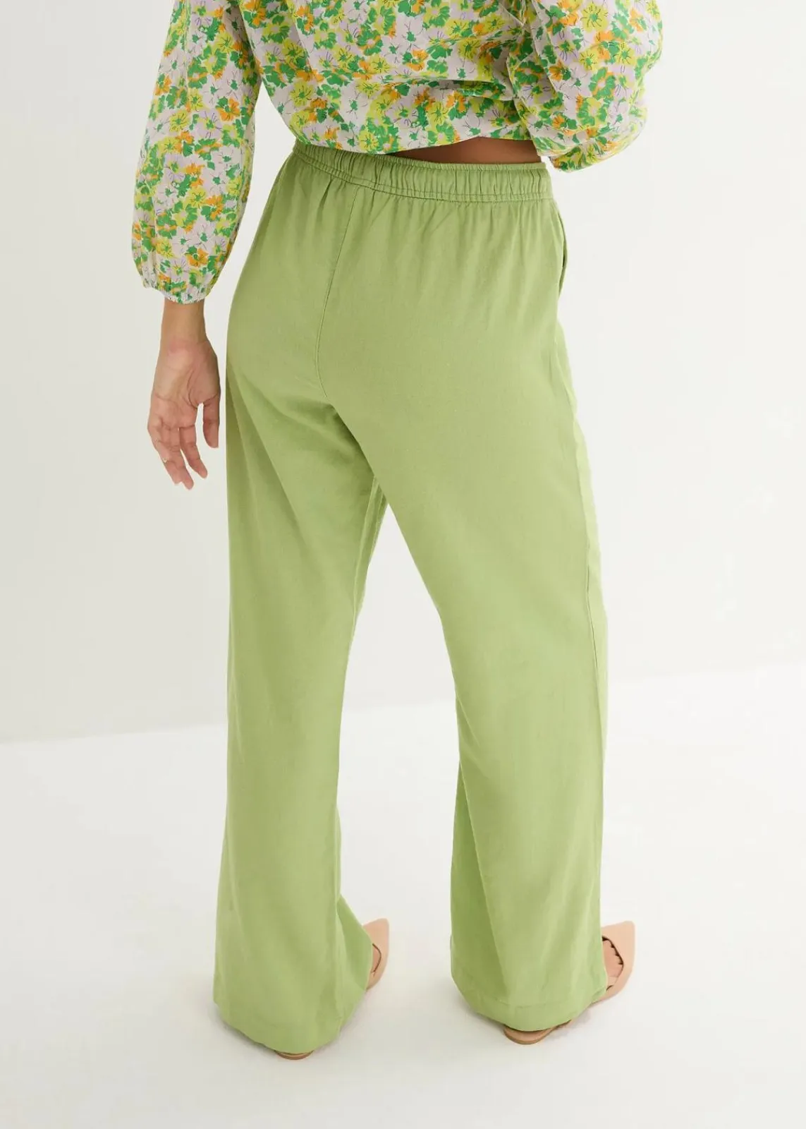bonprix Hosen|Bekleidung·Kleider^Palazzo-Hose aus leichtem Leinen-Viskose-Mix birnengrün