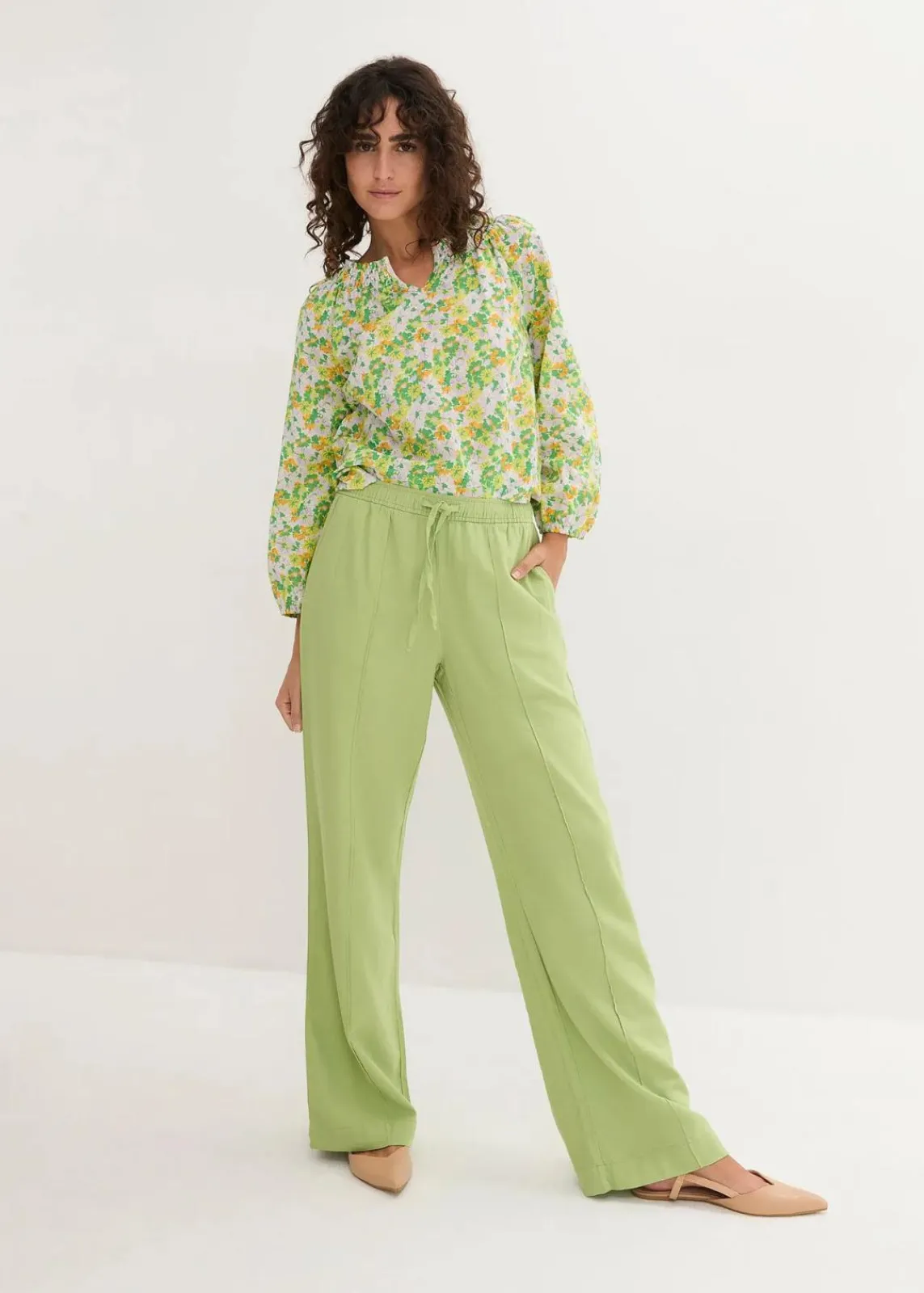 bonprix Hosen|Bekleidung·Kleider^Palazzo-Hose aus leichtem Leinen-Viskose-Mix birnengrün
