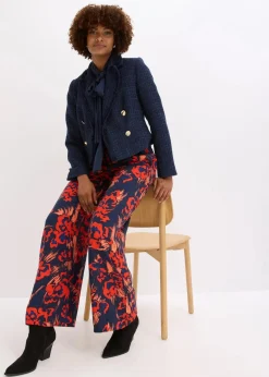 bonprix Bekleidung·Kleider|Nachhaltigere Materialien^Palazzo-Hose aus leichtem Viskose-Crêpe dunkelblau/rot floral