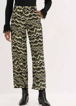 bonprix Bekleidung·Kleider|Hosen^Palazzo-Hose aus leichtem Viskose-Crêpe dunkeloliv bedruckt