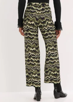 bonprix Bekleidung·Kleider|Hosen^Palazzo-Hose aus leichtem Viskose-Crêpe dunkeloliv bedruckt