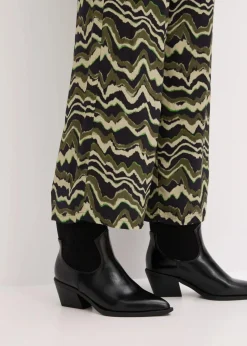 bonprix Bekleidung·Kleider|Hosen^Palazzo-Hose aus leichtem Viskose-Crêpe dunkeloliv bedruckt