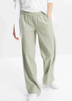 bonprix Bekleidung·Kleider|Hosen^Palazzo-Hose aus Leinen seegras