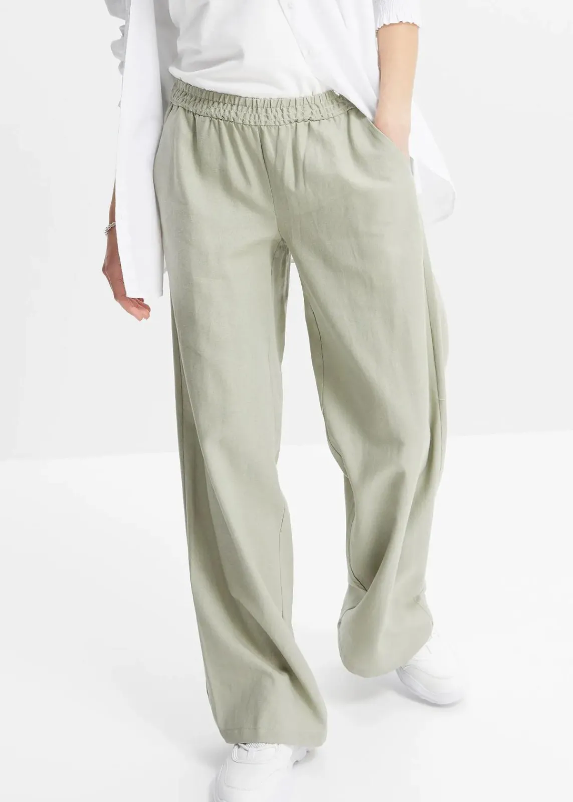 bonprix Bekleidung·Kleider|Hosen^Palazzo-Hose aus Leinen seegras