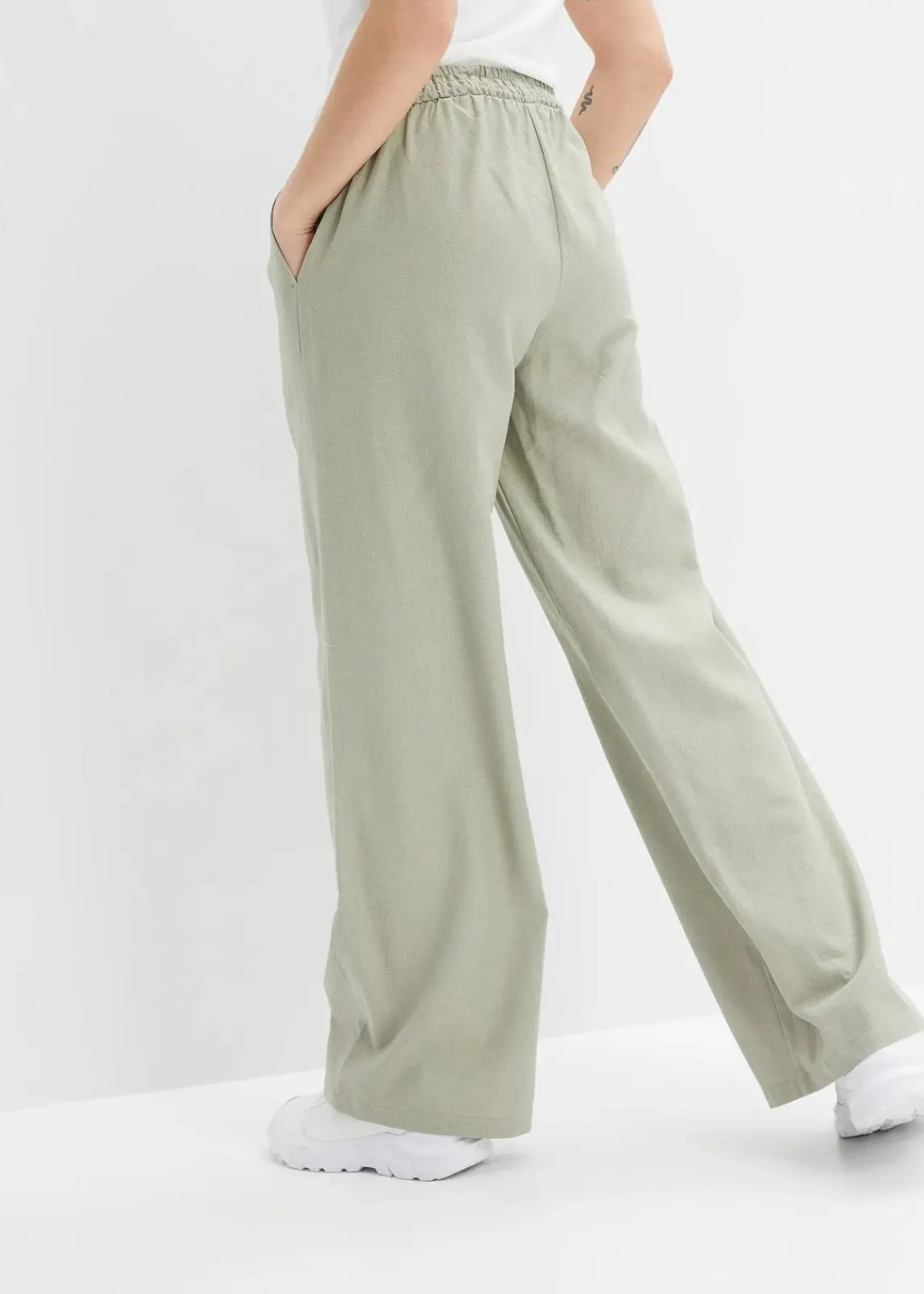bonprix Bekleidung·Kleider|Hosen^Palazzo-Hose aus Leinen seegras