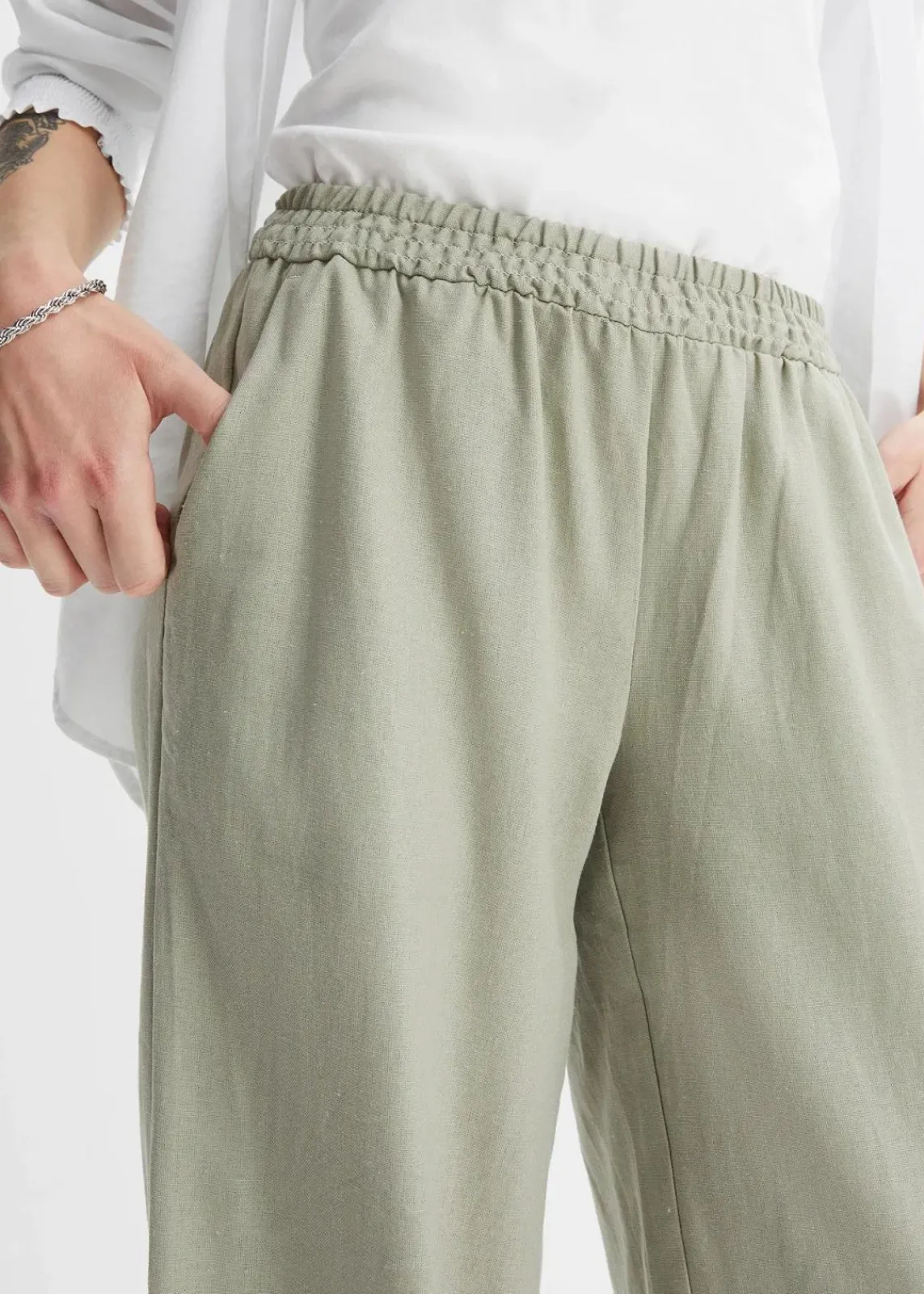 bonprix Bekleidung·Kleider|Hosen^Palazzo-Hose aus Leinen seegras