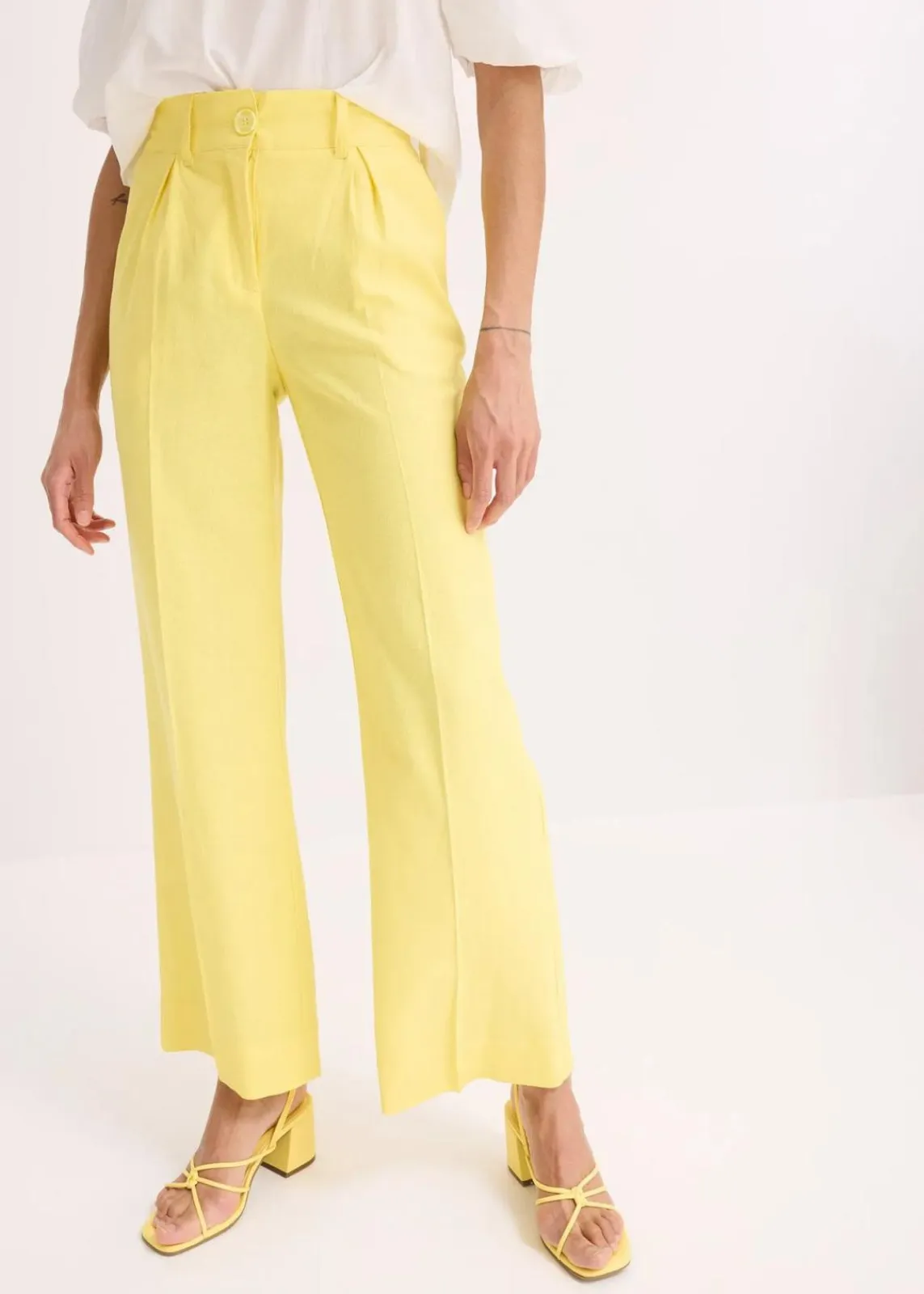 bonprix Bekleidung·Kleider|Hosen^Palazzo-Hose aus Leinen-Mix softgelb
