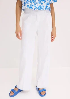 bonprix Hosen|Bekleidung·Kleider^Palazzo-Hose aus Leinen-Mix weiß